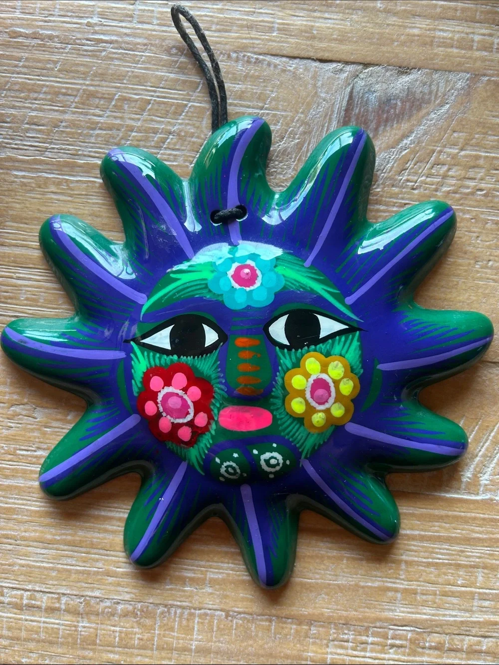 Mexican Folk Art Sun Hand Painted Wall Decor